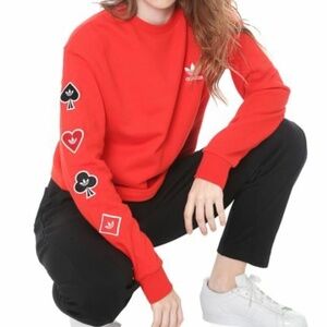 NWT Adidas VDAY Red Heart Spade Club Diamond Crop Fleece Urban Outfitters Size M